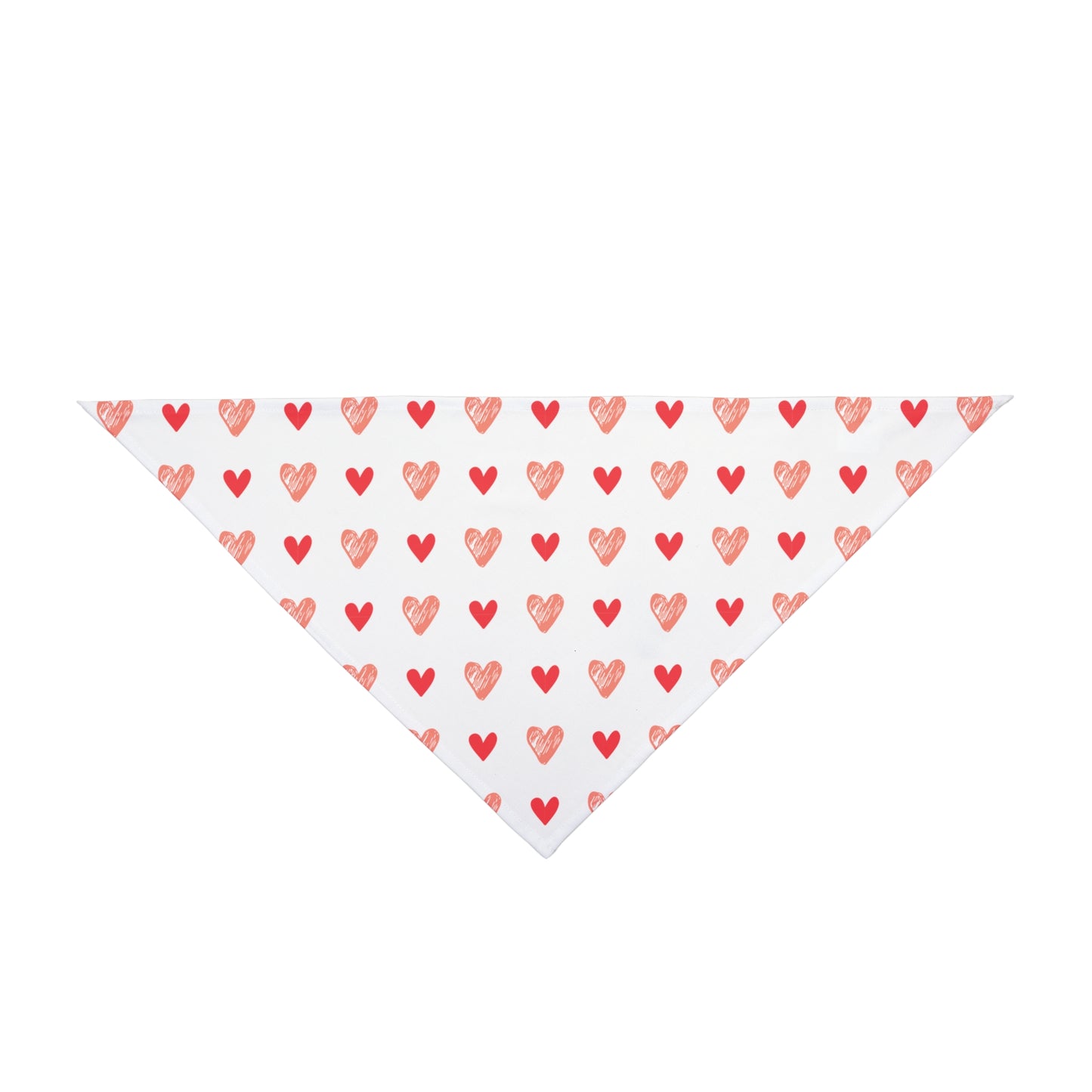 A bandana with a beautiful hearts pattern design. Bandana's Color is white