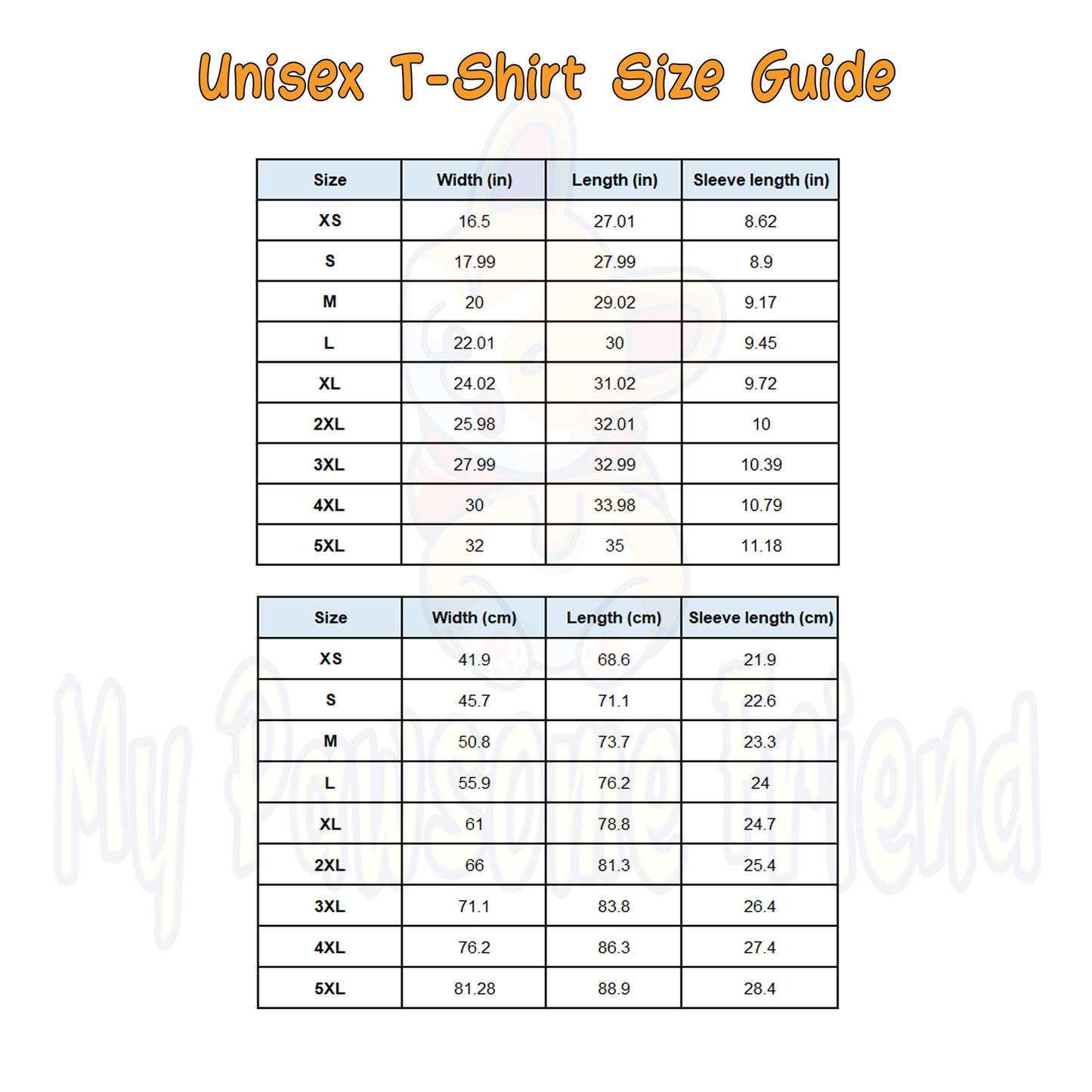 unisex t shirt size