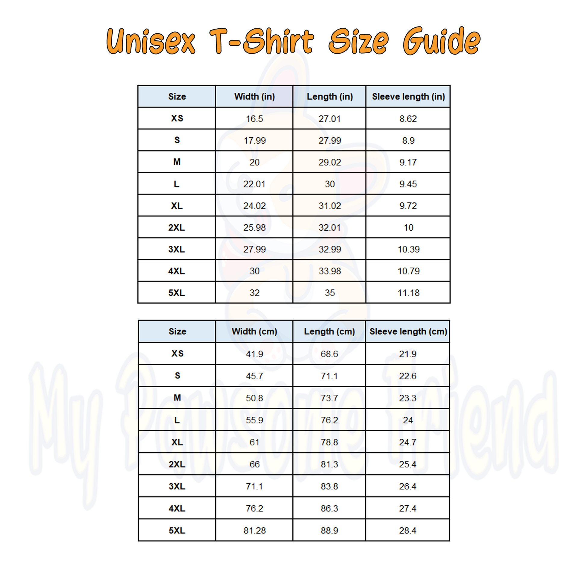 unisex dog t shirt size guide