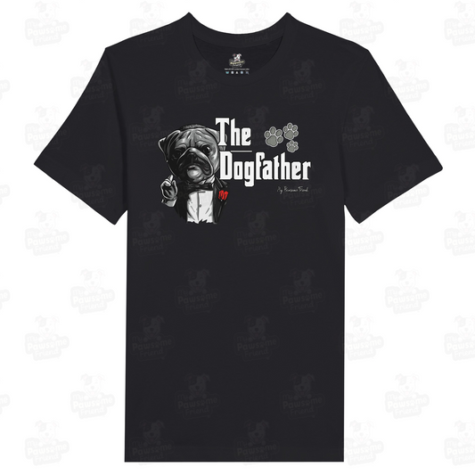 Unisex T-shirt with the design: "The DogFather". The color of this unisex t shirt is black