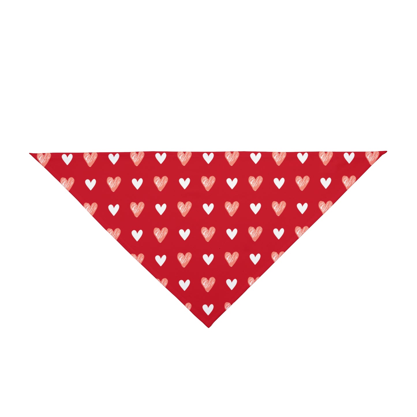 A bandana with a beautiful hearts pattern design. Bandana's Color is red