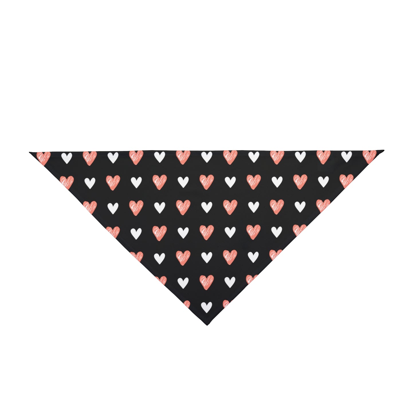 A bandana with a beautiful hearts pattern design. Bandana's Color is black