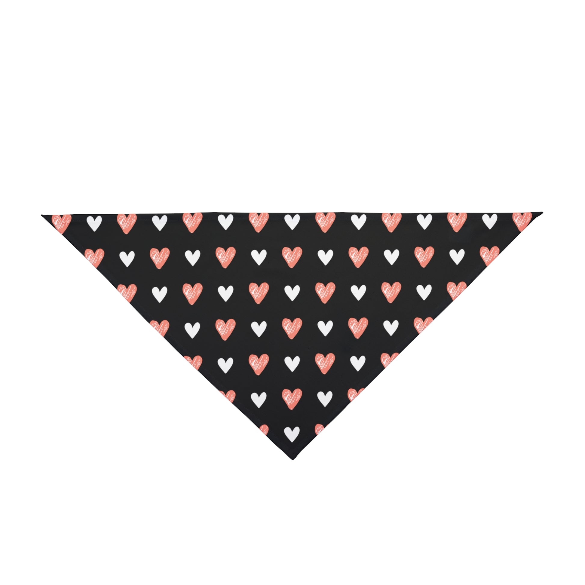 A bandana with a beautiful hearts pattern design. Bandana's Color is black 