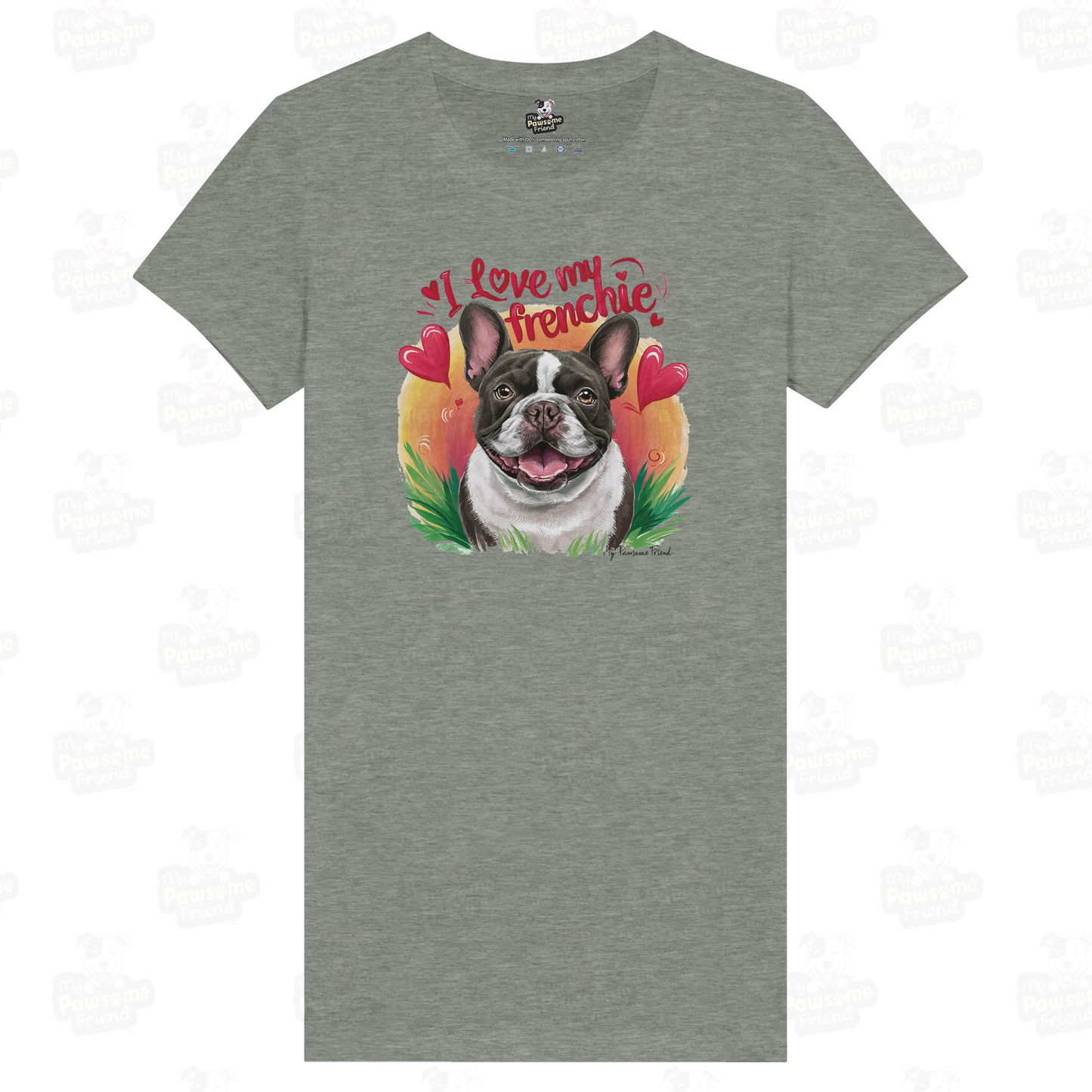 I love my frenchie t shirt grey