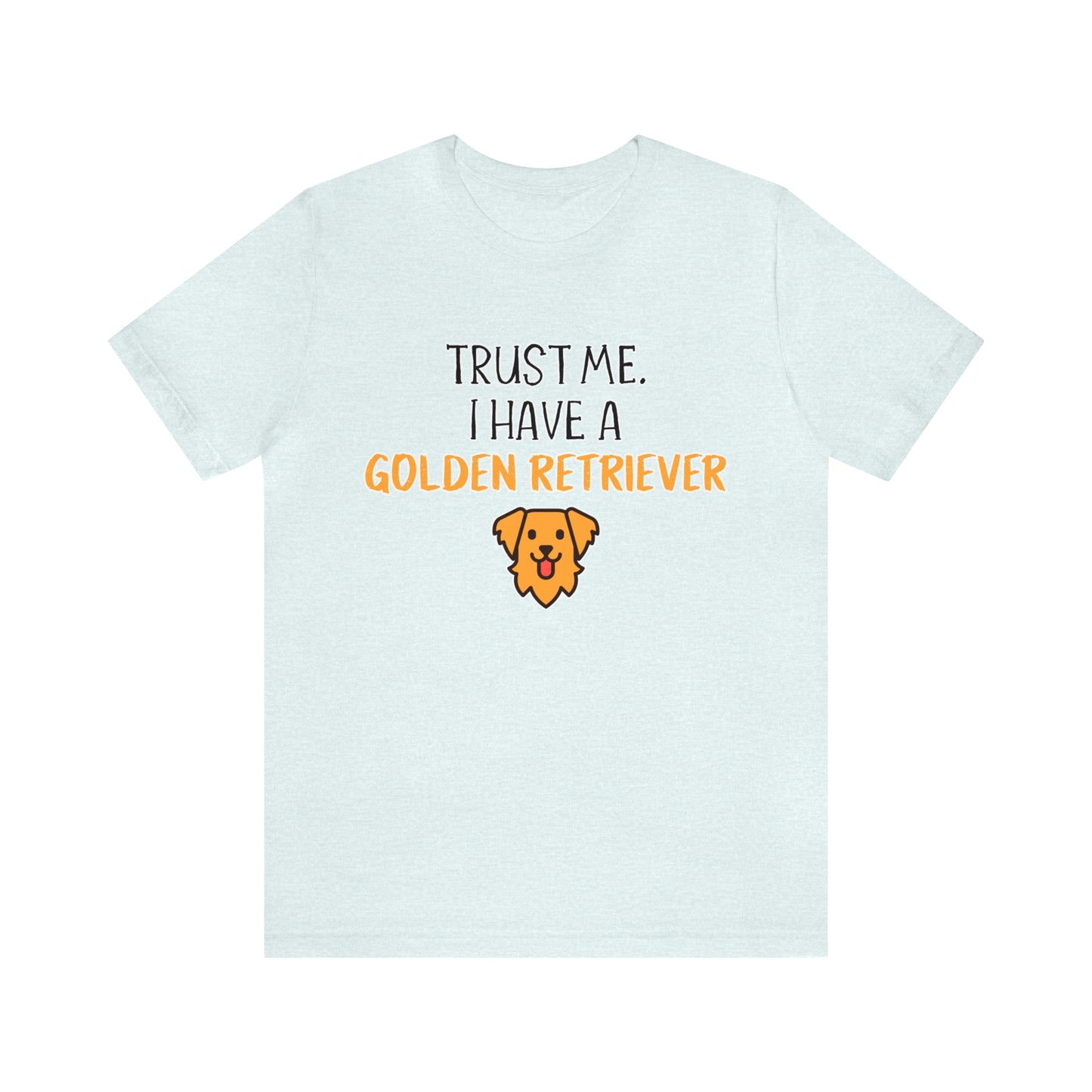 golden retriever blue shirt