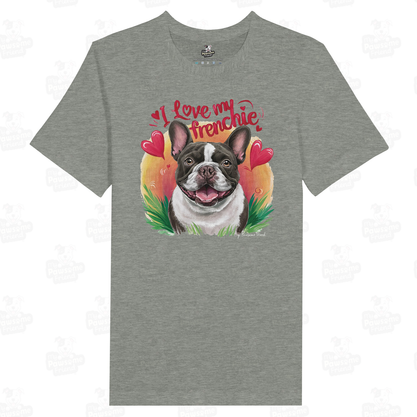 I Love My Frenchie | Unisex T-shirt grey